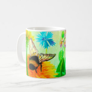 Bumblebee on dandelion coffee mug