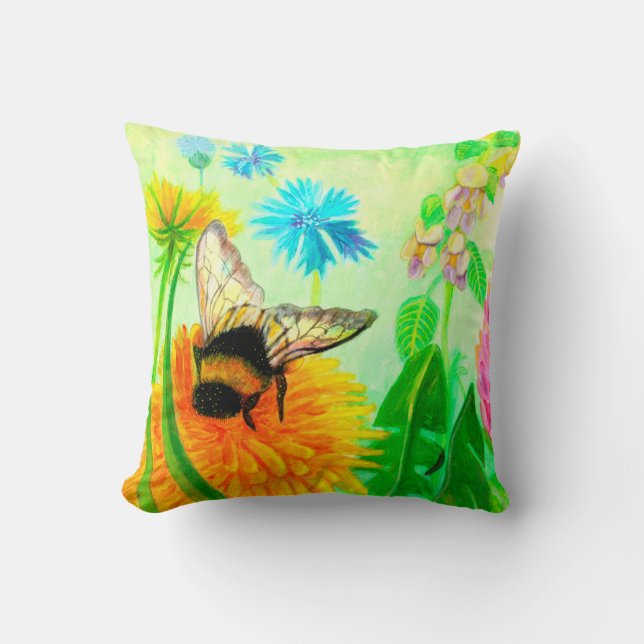 Bumblebee on dandelion  cushion (Front)