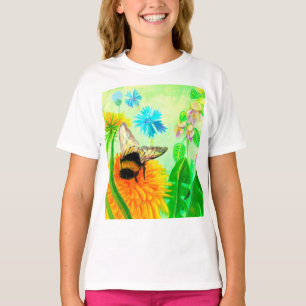 Bumblebee on dandelion Girls' T-Shirt
