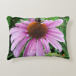 Bumblebee on Eastern purple Coneflower Decorative Cushion