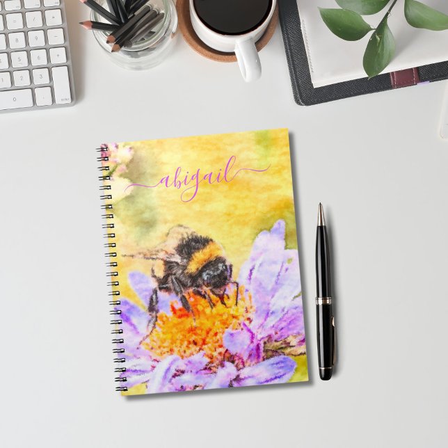 Bumblebee On Flower Custom Name Notebook (Creator Uploaded)