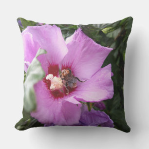 Bumblebee on Hibiscus Flower Cushion