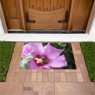 Bumblebee on Hibiscus Flower Doormat