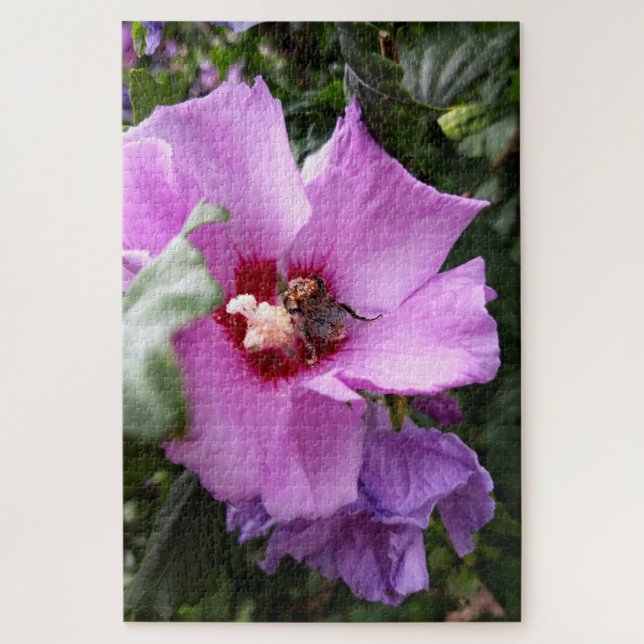 Bumblebee on Hibiscus Flower Jigsaw Puzzle (Vertical)