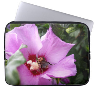 Bumblebee on Hibiscus Flower Laptop Sleeve
