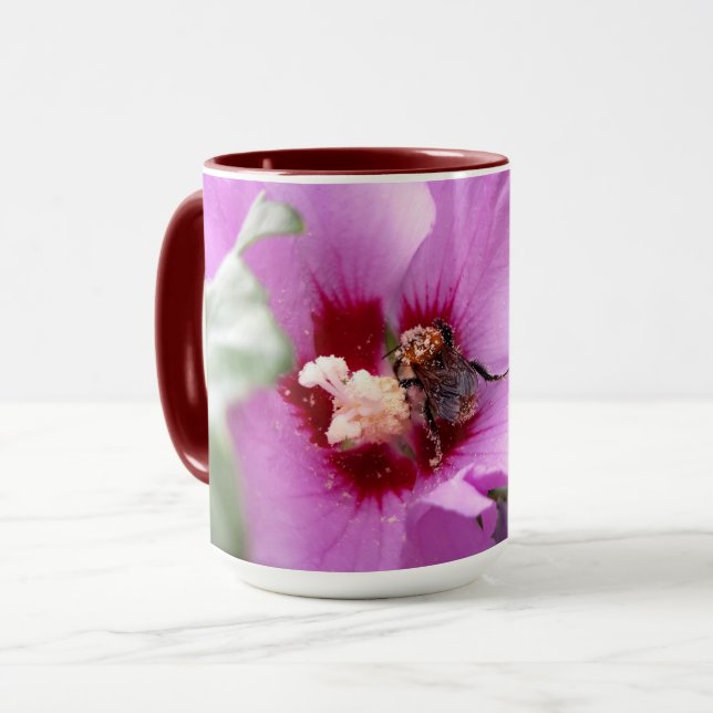 Bumblebee on Hibiscus Flower Mug (Front Left)