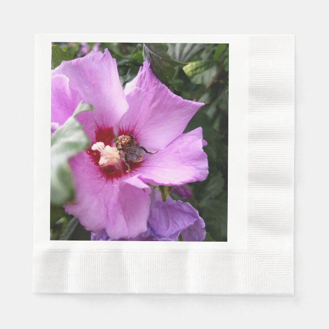 Bumblebee on Hibiscus Flower Napkin (Front)