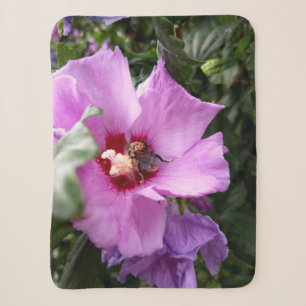 Bumblebee on Hibiscus Flower Sherpa Blanket
