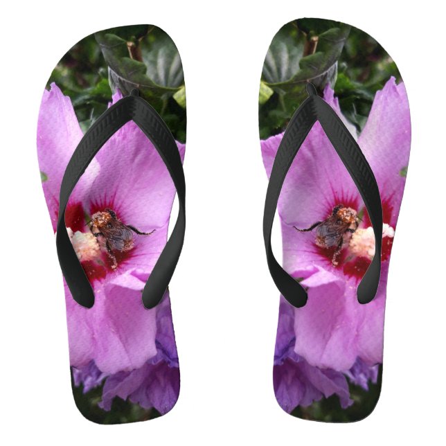 Bumblebee on Hibiscus Flower Thongs (Footbed)