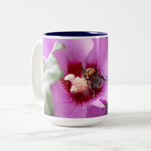 Bumblebee on Hibiscus Flower Two-Tone Coffee Mug