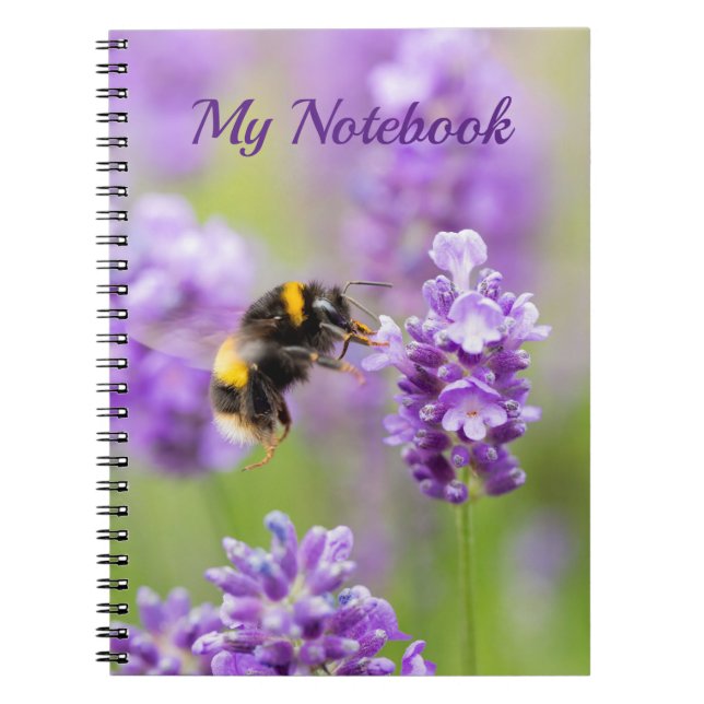 Bumblebee On Lavender  Notebook (Front)