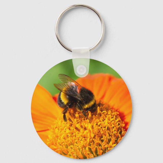 Bumblebee On Orange Flower  Key Ring (Front)
