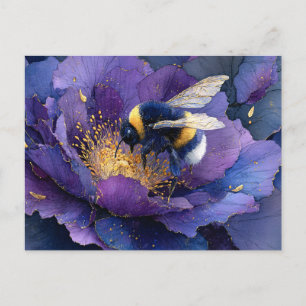 Bumblebee on Purple Flower Decoupage Postcard