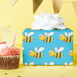 Bumblebee on Turquoise Blue Wrapping Paper