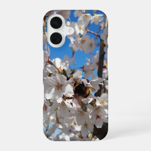 Bumblebee on wild cherry bloom iPhone 16 case