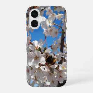 Bumblebee on wild cherry bloom iPhone 16 case