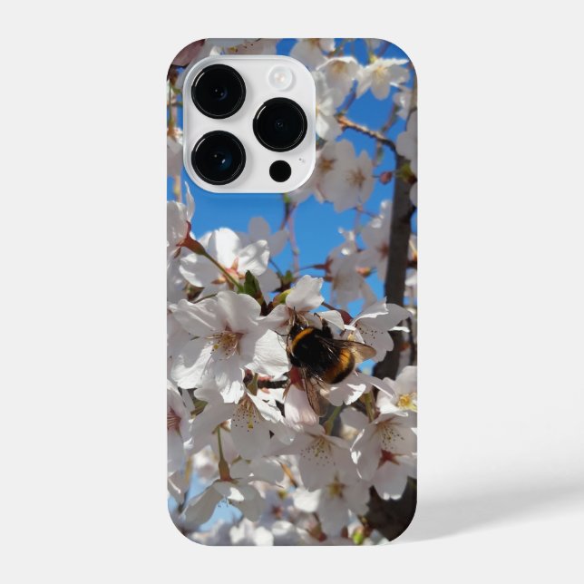 Bumblebee on wild cherry bloom iPhone case (Back)