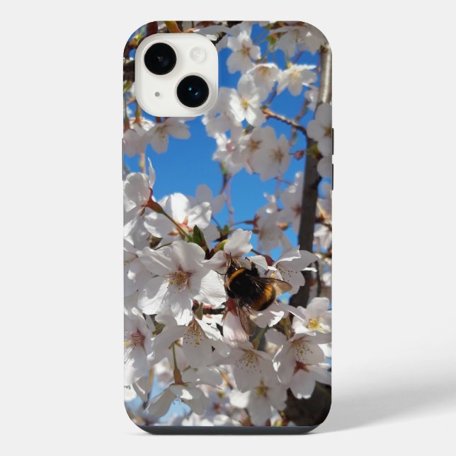 Bumblebee on wild cherry bloom iPhone case (Back)