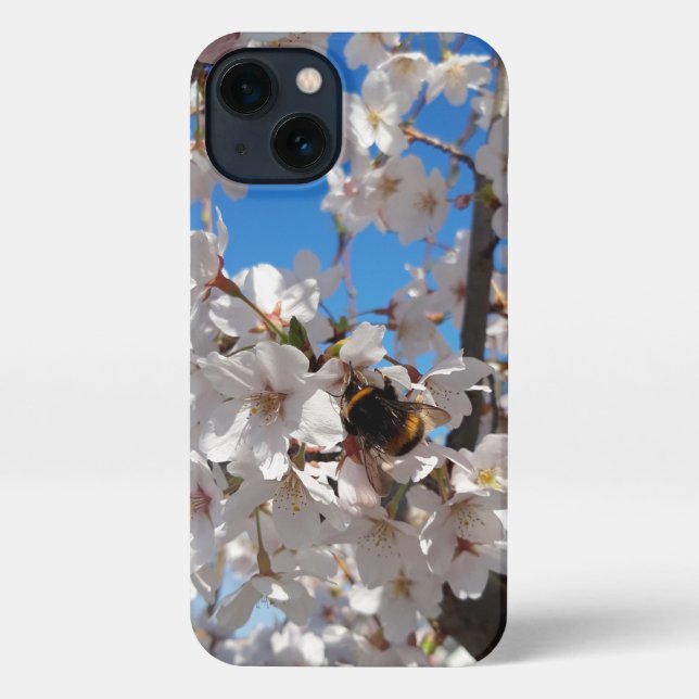 Bumblebee on wild cherry bloom iPhone case (Back)