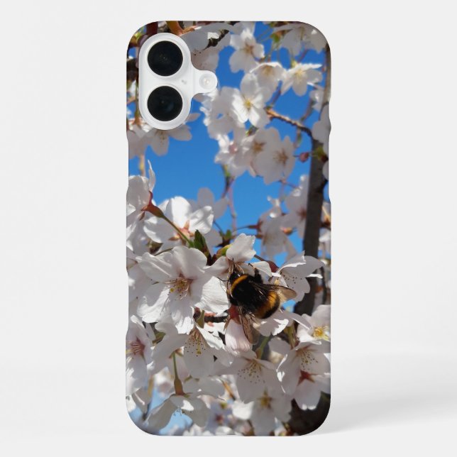 Bumblebee on wild cherry bloom iPhone case (Back)