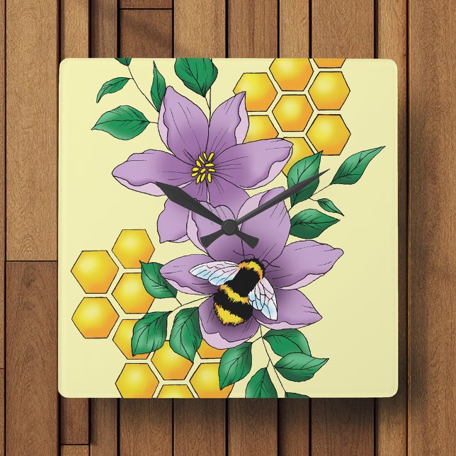 Bumblebee Square Wall Clock (Creator Uploaded)
