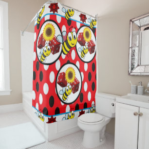 bumblebee sunflower children's shower curtain