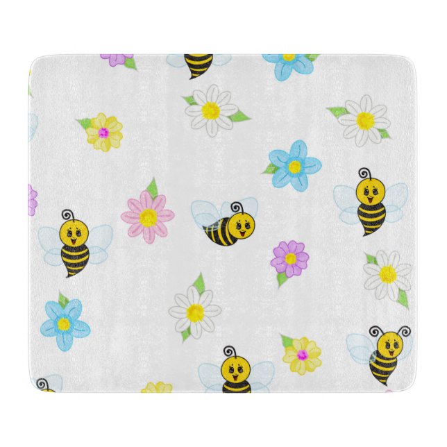 Bumblebee Yellow Black Bumble Bee Colorful Cutting Board (Front)