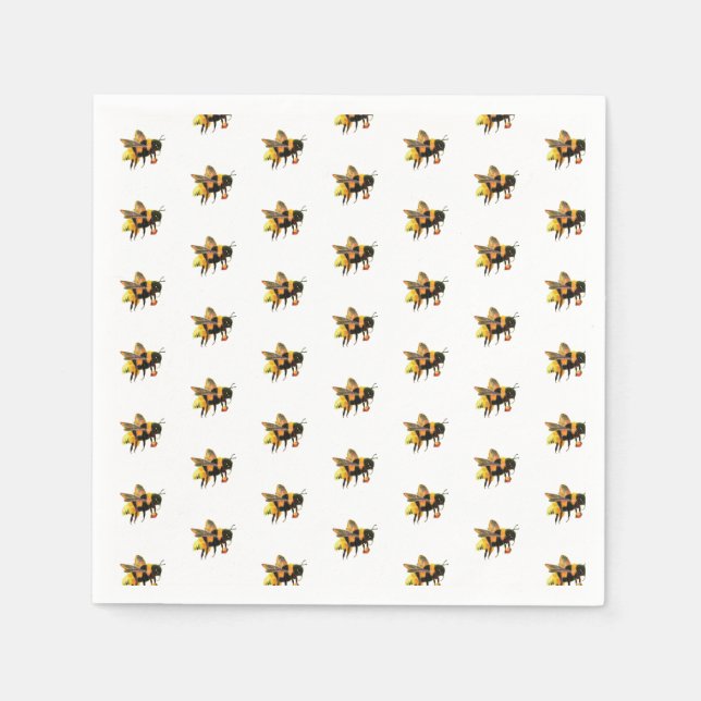  Bumblebees  Collecting Nectar and Pollen Napkin (Front)