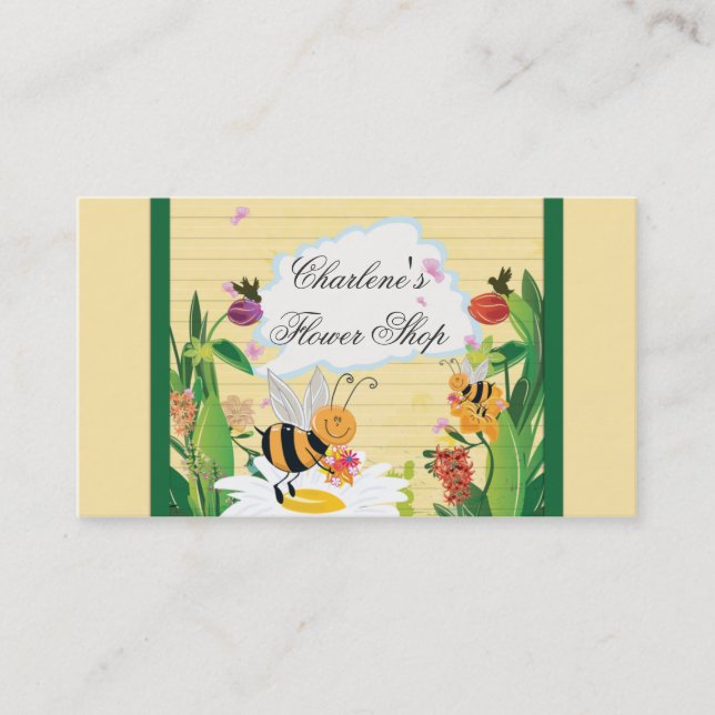 Bumblebees Flowers Gardens Business Card (Front)