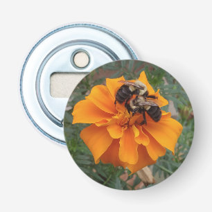 Bumblebees on Marigold Flower Bottle Opener
