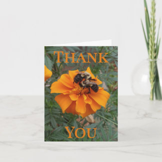 Bumblebees on Marigold Flower Thank You Card