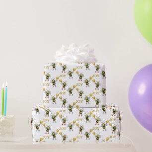 Bumblebees with heart pattern wrapping wrapping paper
