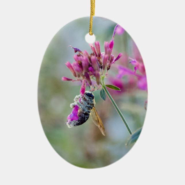 Bumble's Morning Pollen Fix Ceramic Ornament (Front)