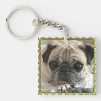 Bumblesnot Keychain: Itsy Pug/Rescue is Love Key Ring