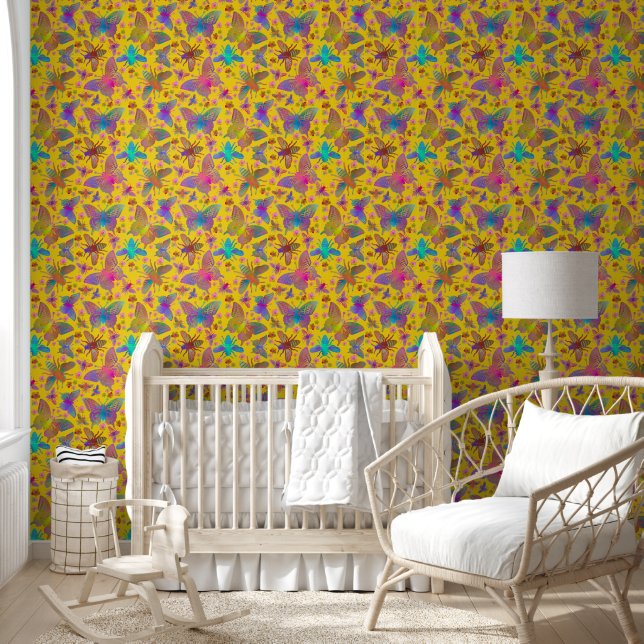 Bumbling Butterflies in Summer Wallpaper (Kids)