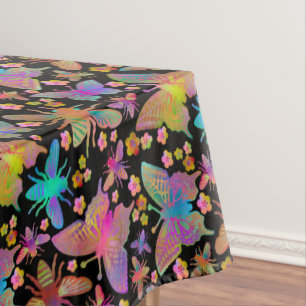 Bumbling Butterflies on Pitch Tablecloth