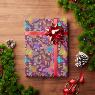Bumbling Butterflies Under a Midnight Moon Wrapping Paper