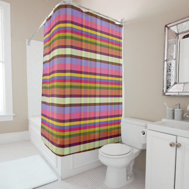 Bumbling Plaid BB Shower Curtain (In Situ)