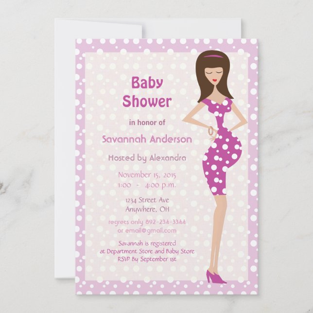 Bump Baby Girl Shower Invitations (Front)