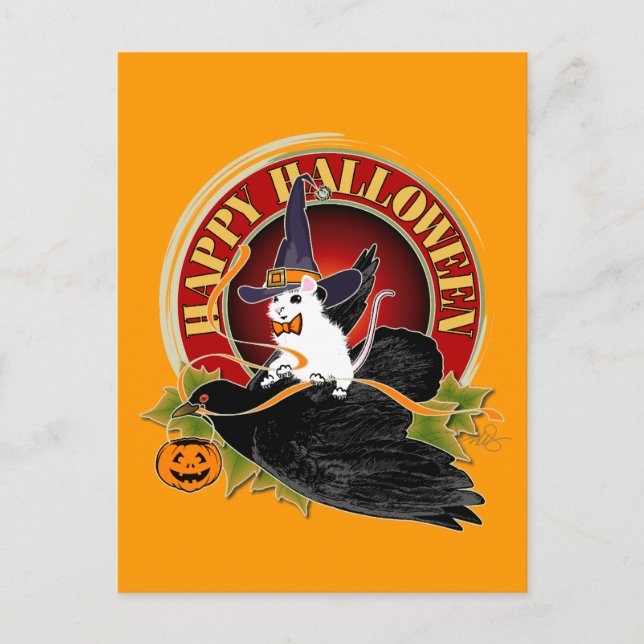 Bump In The Night White Mouse Halloween Postcard (Front)