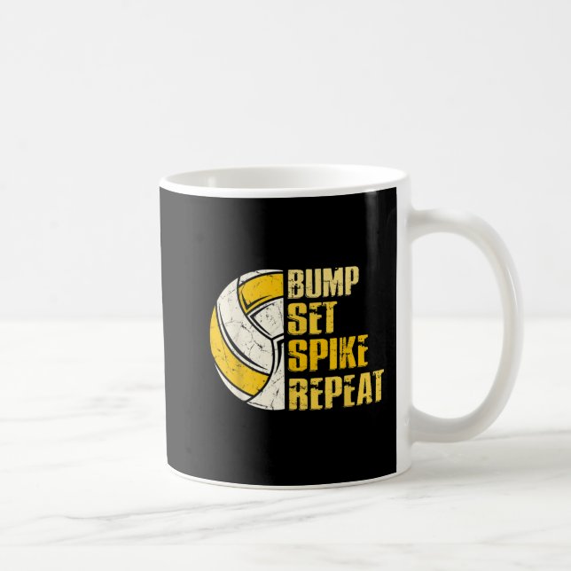 Bump Set Spike Repeat Volleyball Fun  Coffee Mug (Right)