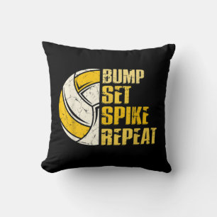 Bump Set Spike Repeat Volleyball Fun Cushion