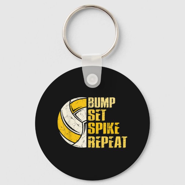 Bump Set Spike Repeat Volleyball Fun  Key Ring (Front)