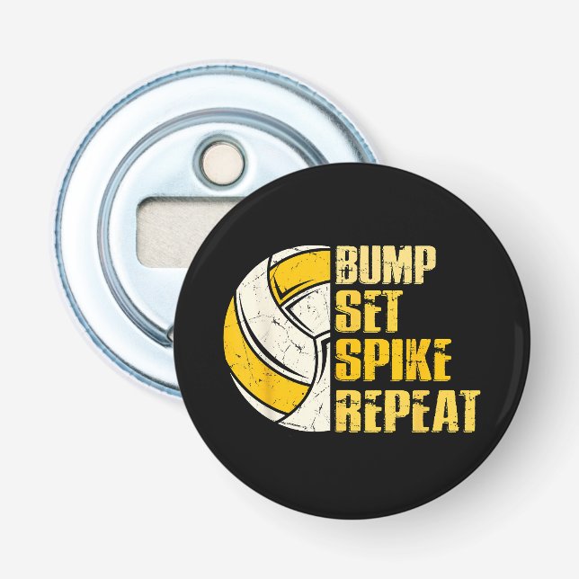 Bump Set Spike Repeat Volleyball Funny Bottle Opener (Front)