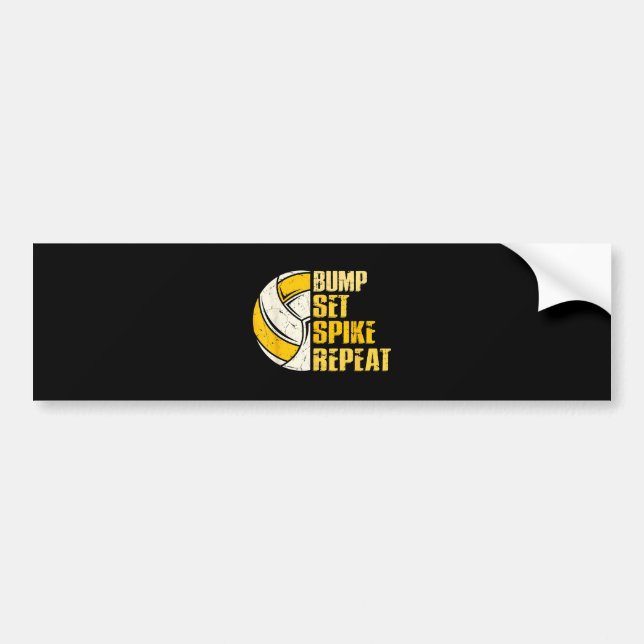Bump Set Spike Repeat Volleyball Funny Bumper Sticker (Front)