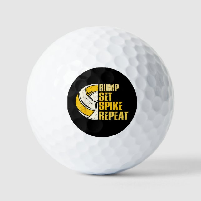 Bump Set Spike Repeat Volleyball Funny Golf Balls (Front)
