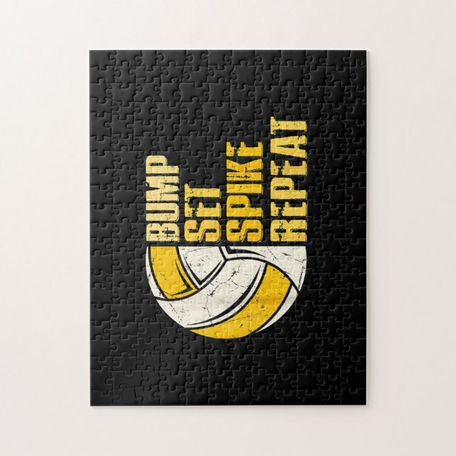 Bump Set Spike Repeat Volleyball Funny Jigsaw Puzzle (Vertical)