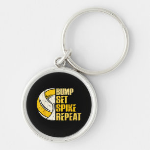 Bump Set Spike Repeat Volleyball Funny Key Ring