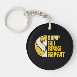 Bump Set Spike Repeat Volleyball Funny Key Ring