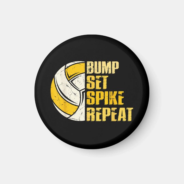 Bump Set Spike Repeat Volleyball Funny Magnet (Front)